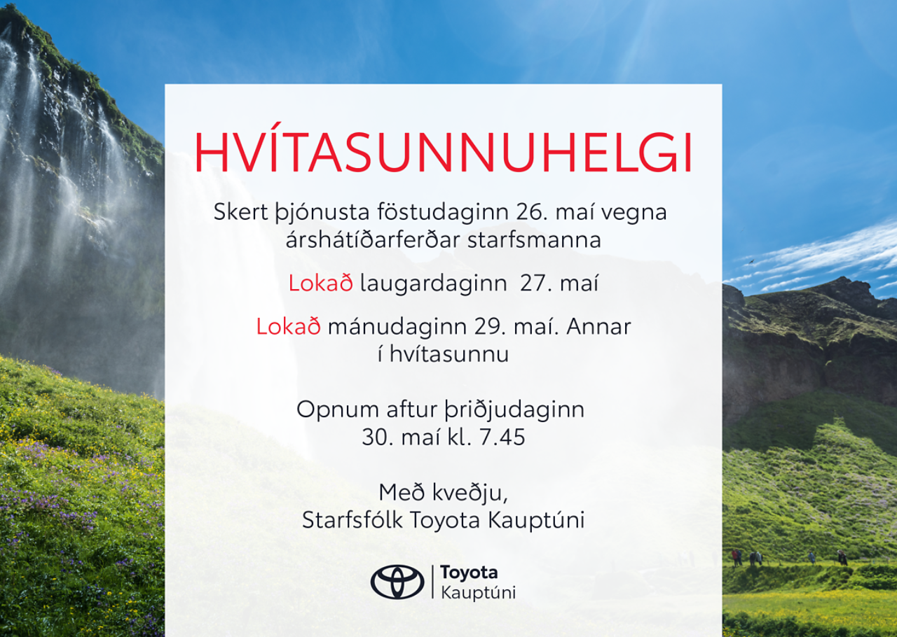 Opnunartími um Hvítasunnu
